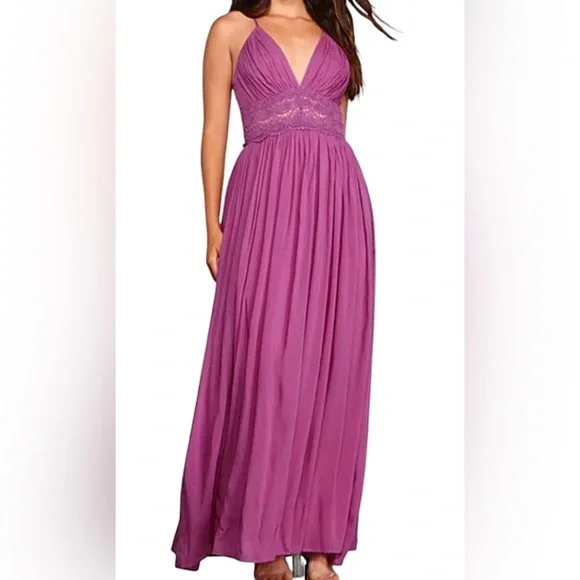 Windsor | Dresses | Purple Flowing Maxi Dress With Crochet Detail
